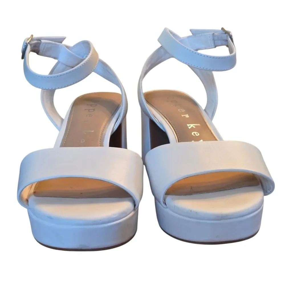 Copper Key Adore Leather Platform Sandals size 7.5 White